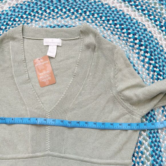 Soft Sourroundings Silk Cashmere Green Flare V Neck Tunic Sweater Women’s 1x NWT - Picture 5 of 7